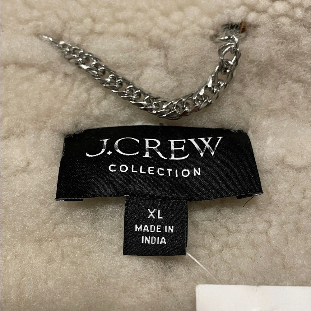 J. Crew Collection Black Leather Shearling Moto‎ Zip Up Jacket XL